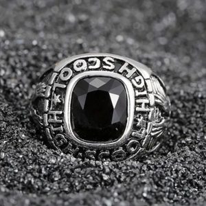 Nhẫn Bạc Đá Đen Onyx Khắc Chữ