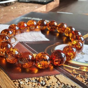 Vòng Hổ Phách Tự Nhiên 100% Màu Vàng Tinh Thể