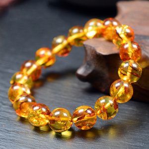 Vòng Tay Đá Hổ Phách Vàng Tự Nhiên
